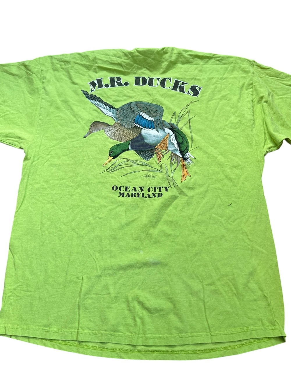 VTG 1998 M.R. Ducks Hunting Shirt Retro Y2K Outdoors Ocean City MD SZ XL FLAW